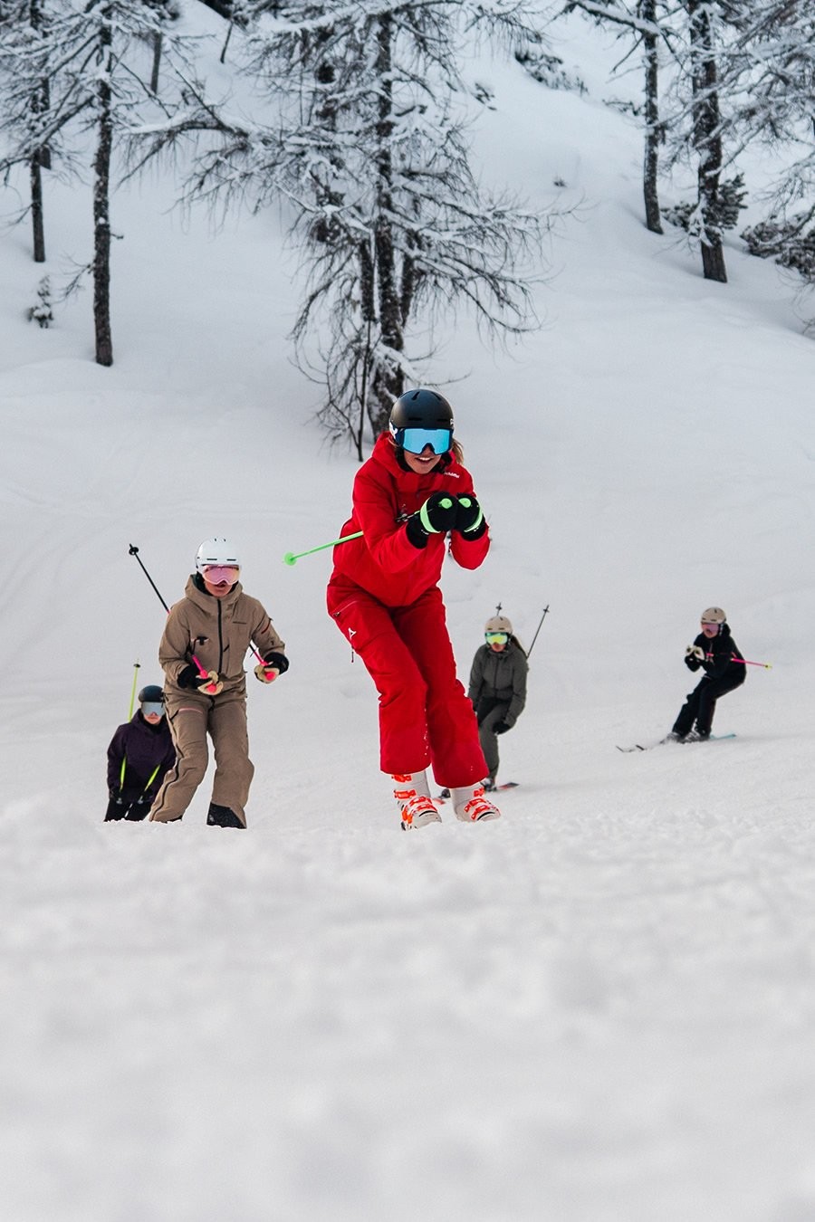Skiabfahrt im Skigebiet