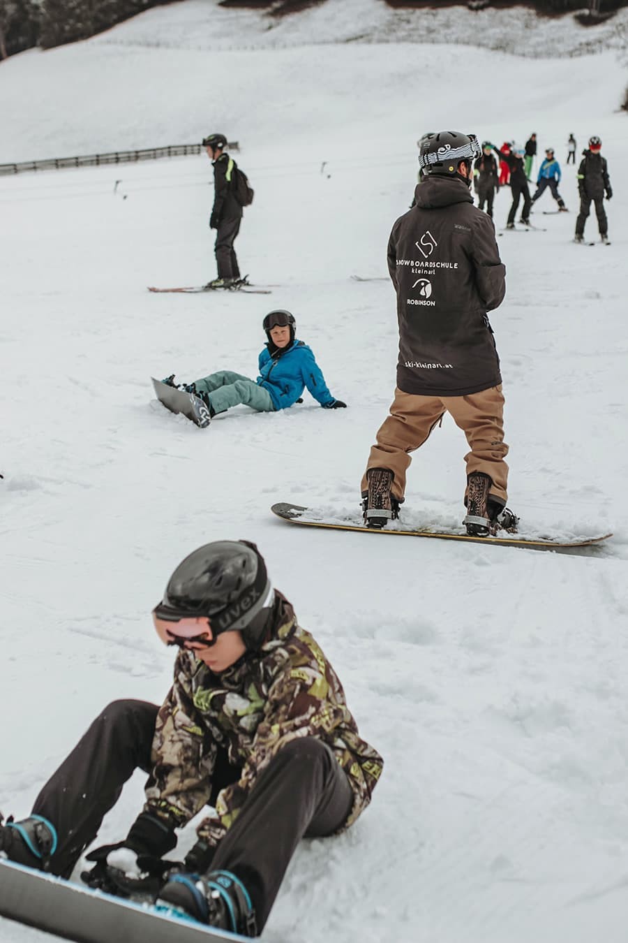 Snowboardunterricht in der Gruppe