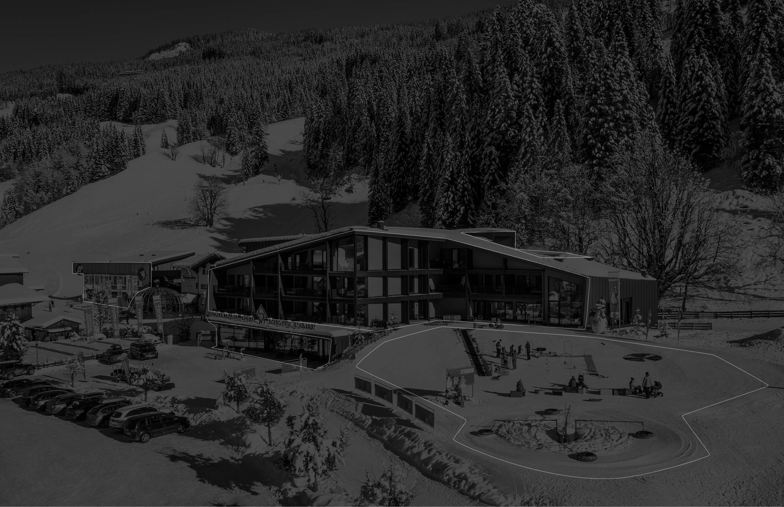 Übersichtsplan Schernthaner sports, Skischule Kleinarl und Aparthotel JoAnn. Dreh dich im Kreis und erlebe alles in einem.